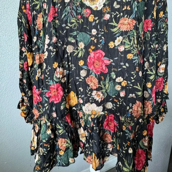 Anthropologie Eva Franco Blouse Black Floral Flowy Boho Shabby Chic - Picture 7 of 13